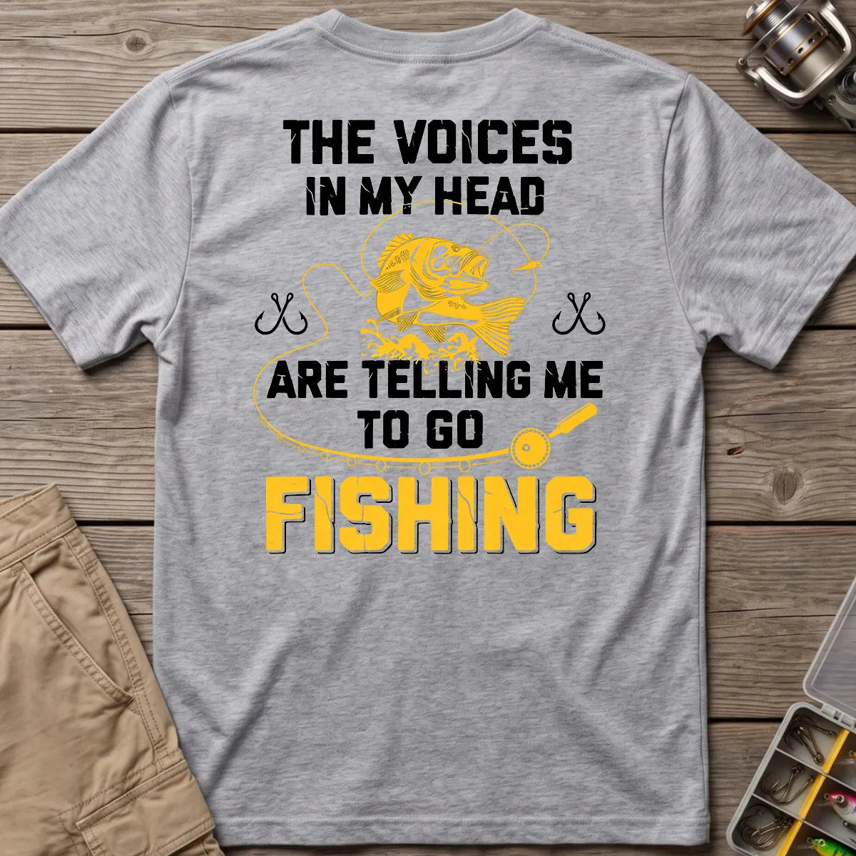 The Fishing Voice in My Head T-Shirt in Sport Grey