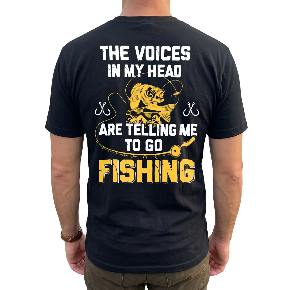 The Fishing Voice in My Head T-Shirt lifestyle mockup