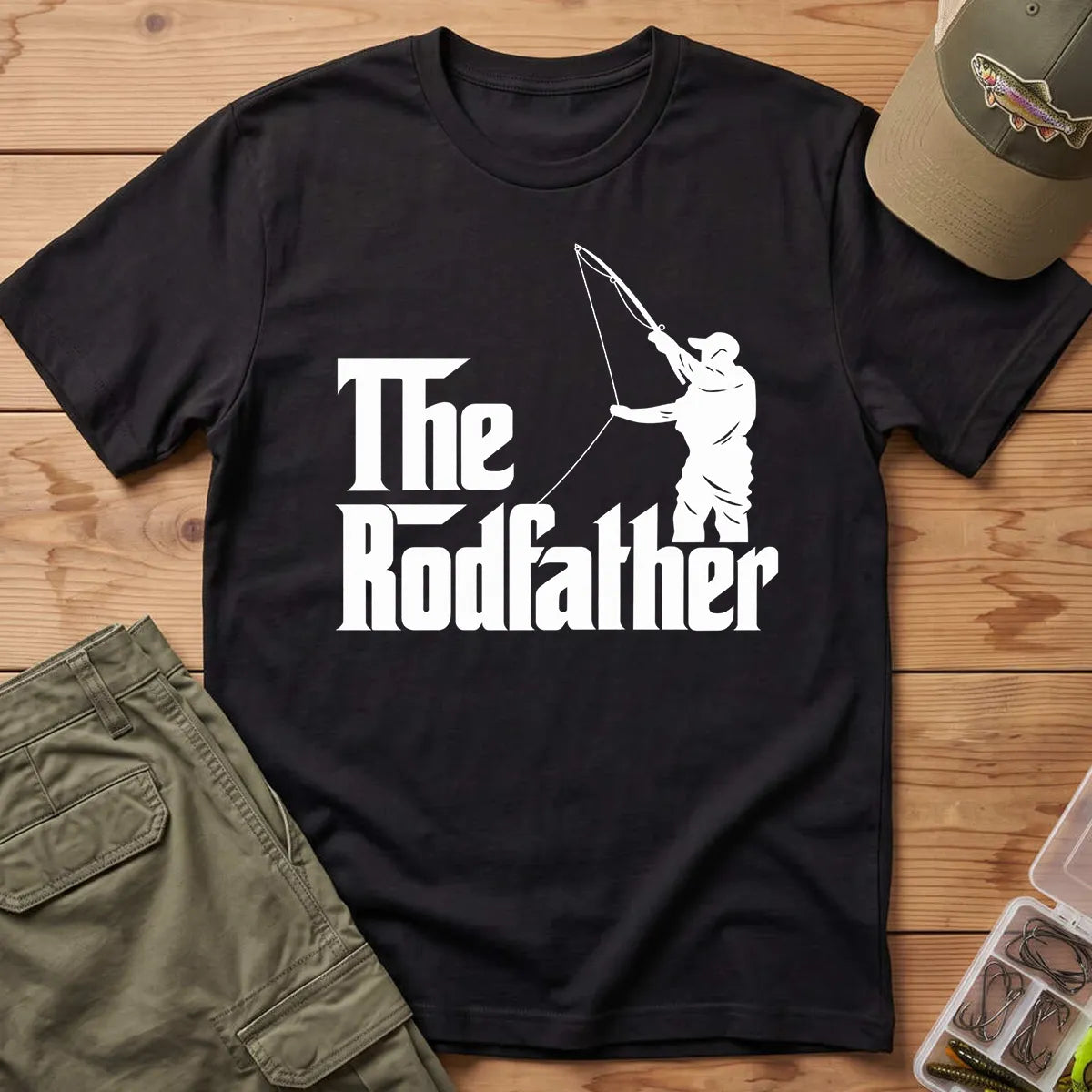 The Rodfather Fishing T-Shirt in Black