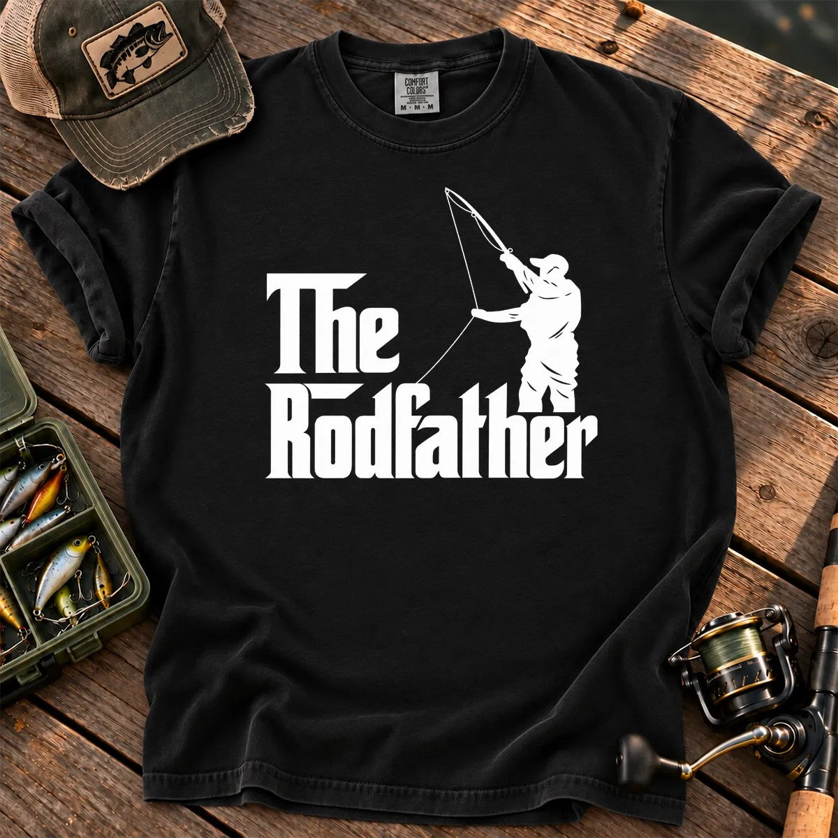 The Rodfather Fishing T-Shirt in Black