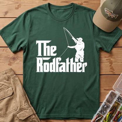 The Rodfather Fishing T-Shirt in Forest Green