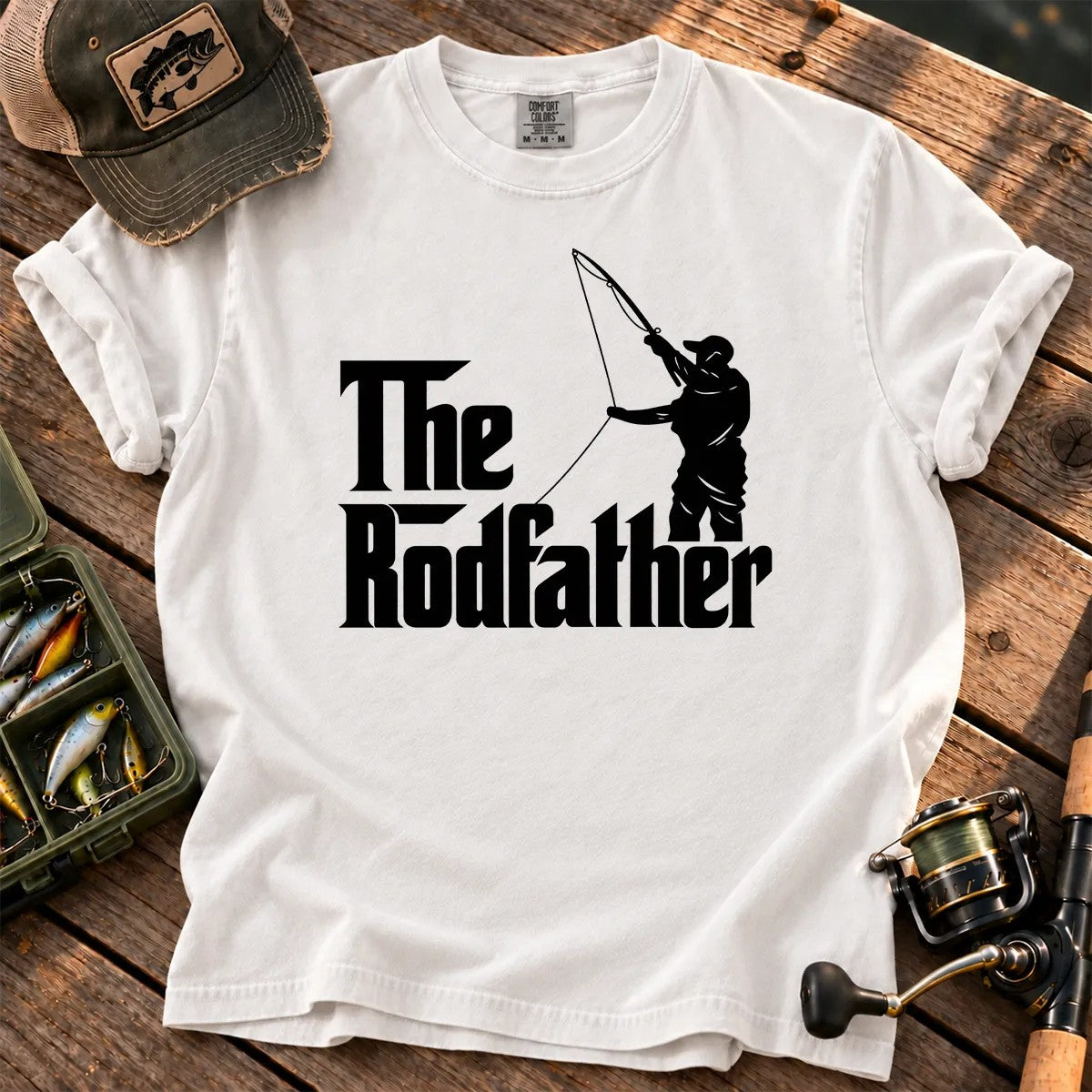 The Rodfather Fishing T-Shirt in White