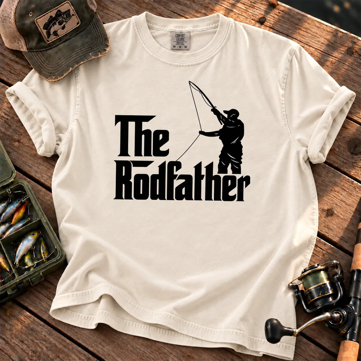 The Rodfather Fishing T-Shirt in Ivory