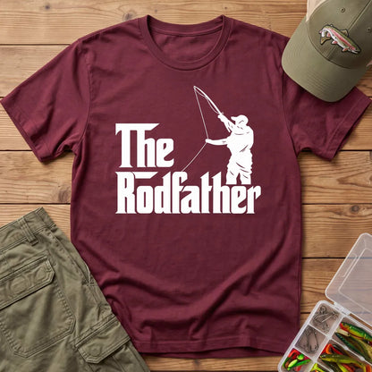 The Rodfather Fishing T-Shirt in Maroon