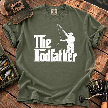 The Rodfather Fishing T-Shirt in Moss