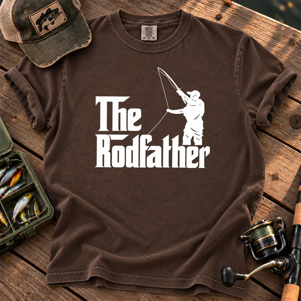 The Rodfather Fishing T-Shirt in Espresso