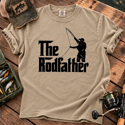 The Rodfather Fishing T-Shirt in Sandstone