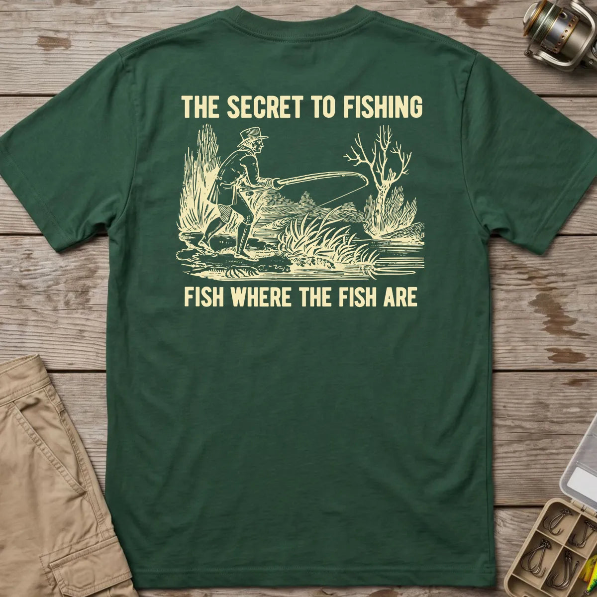 The Secret to Fishing T-Shirt in Forest Green