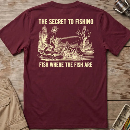 The Secret to Fishing T-Shirt in Maroon
