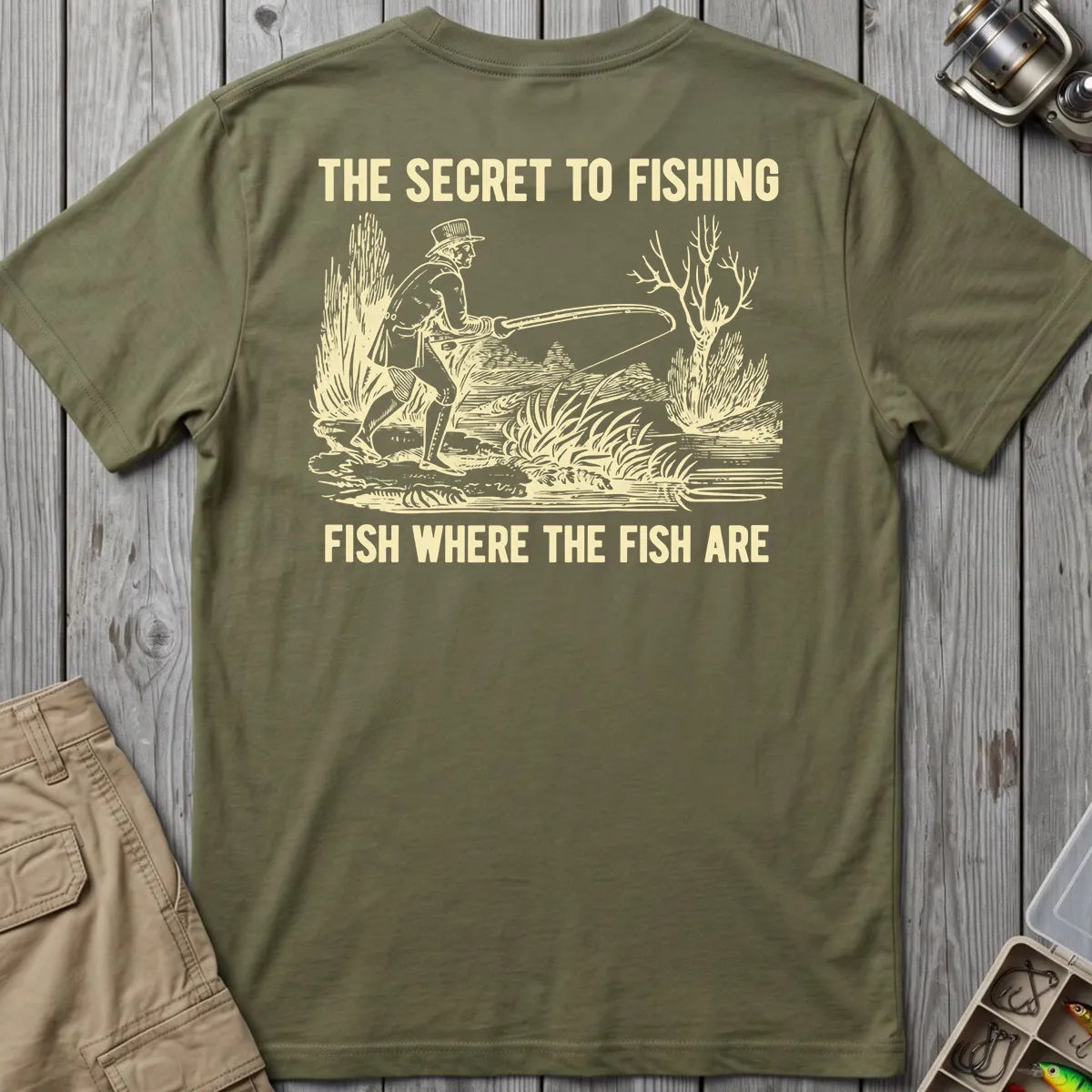 The Secret to Fishing T-Shirt in Military Green