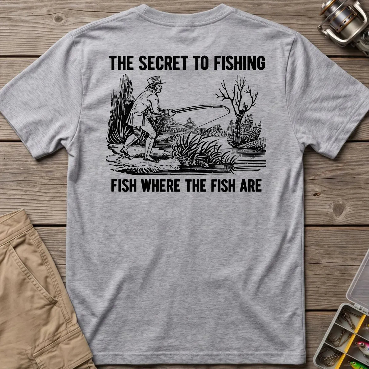 The Secret to Fishing T-Shirt in Sport Grey