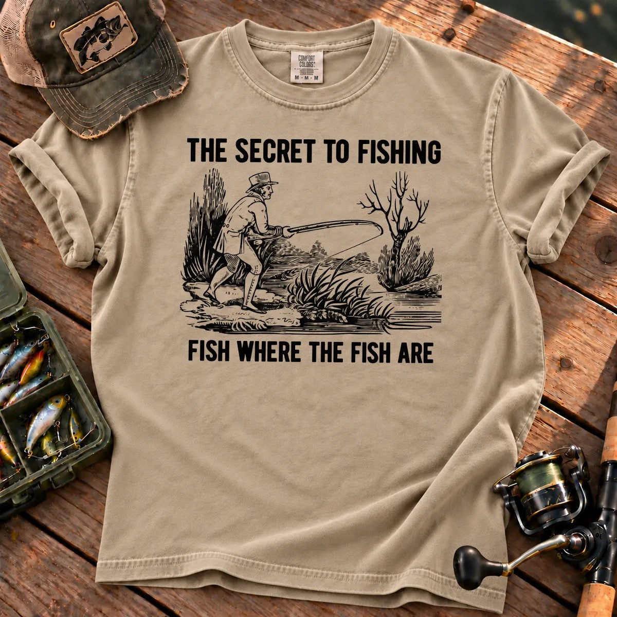The Secret to Fishing T-Shirt in Sandstone