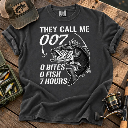 They Call Me 007 Bass Fishing T-Shirt in Pepper