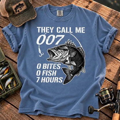 They Call Me 007 Bass Fishing T-Shirt in Blue Jean