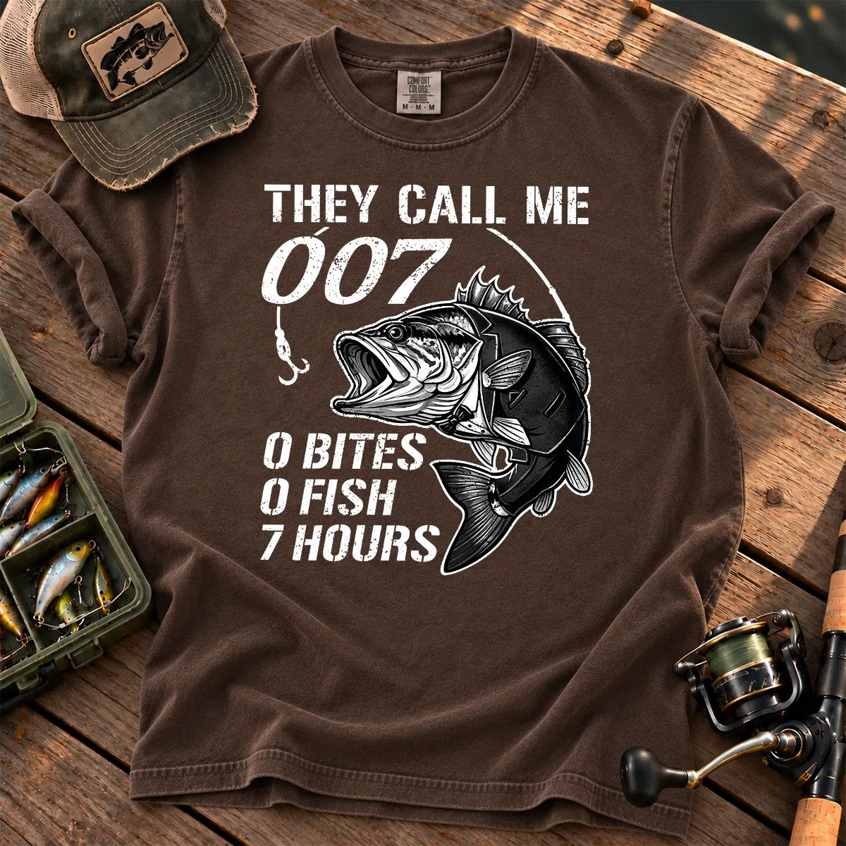 They Call Me 007 Bass Fishing T-Shirt in Espresso