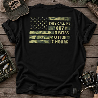They Call Me 007 Camo Flag Fishing T-Shirt in Black