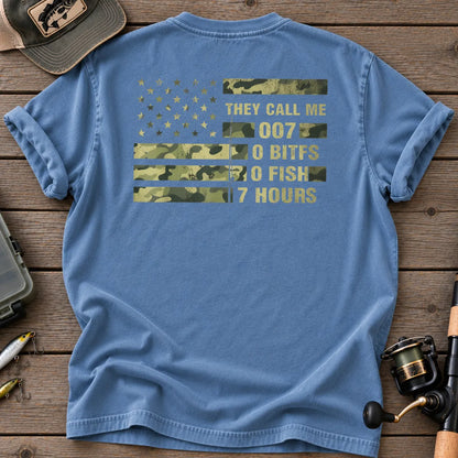 They Call Me 007 Camo Flag Fishing T-Shirt in Blue Jean