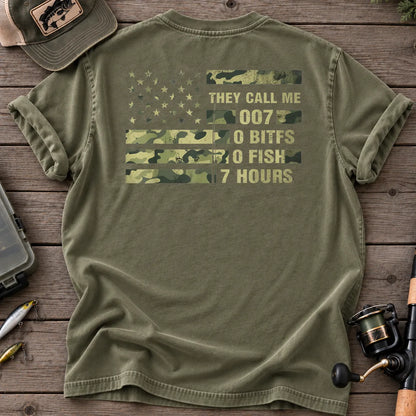 They Call Me 007 Camo Flag Fishing T-Shirt in Moss