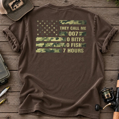 They Call Me 007 Camo Flag Fishing T-Shirt in Espresso
