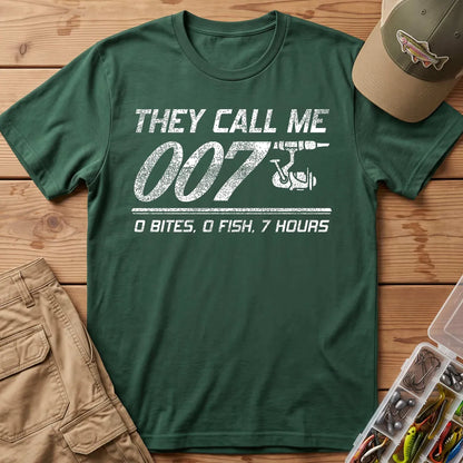They Call Me 007 Distressed T-Shirt in Forest Green