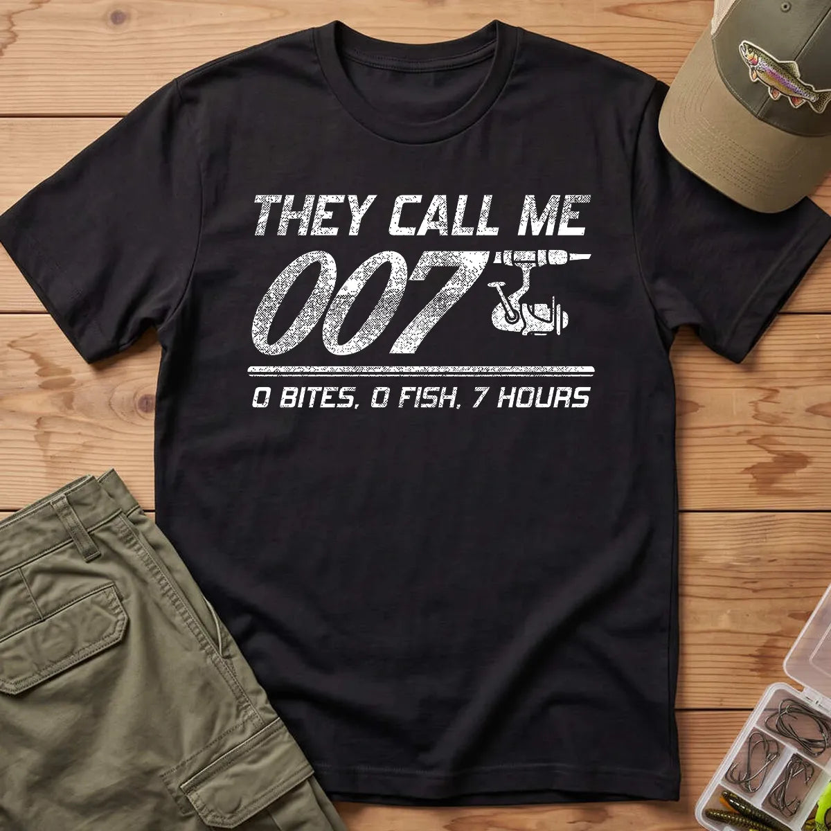 They Call Me 007 Distressed T-Shirt in Black