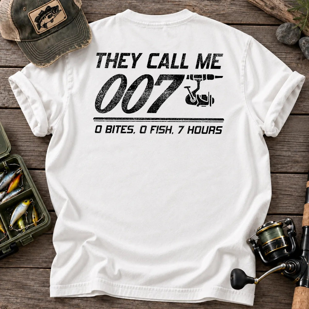 They Call Me 007 Distressed T-Shirt in White