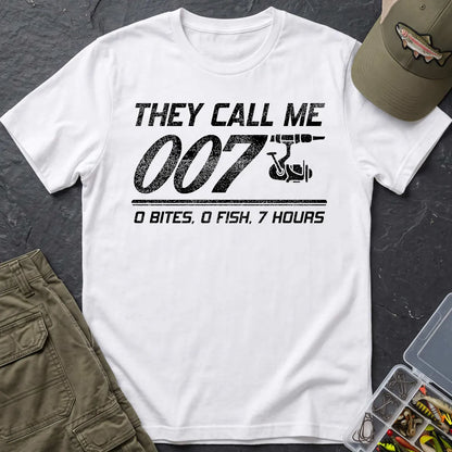 They Call Me 007 Distressed T-Shirt in White