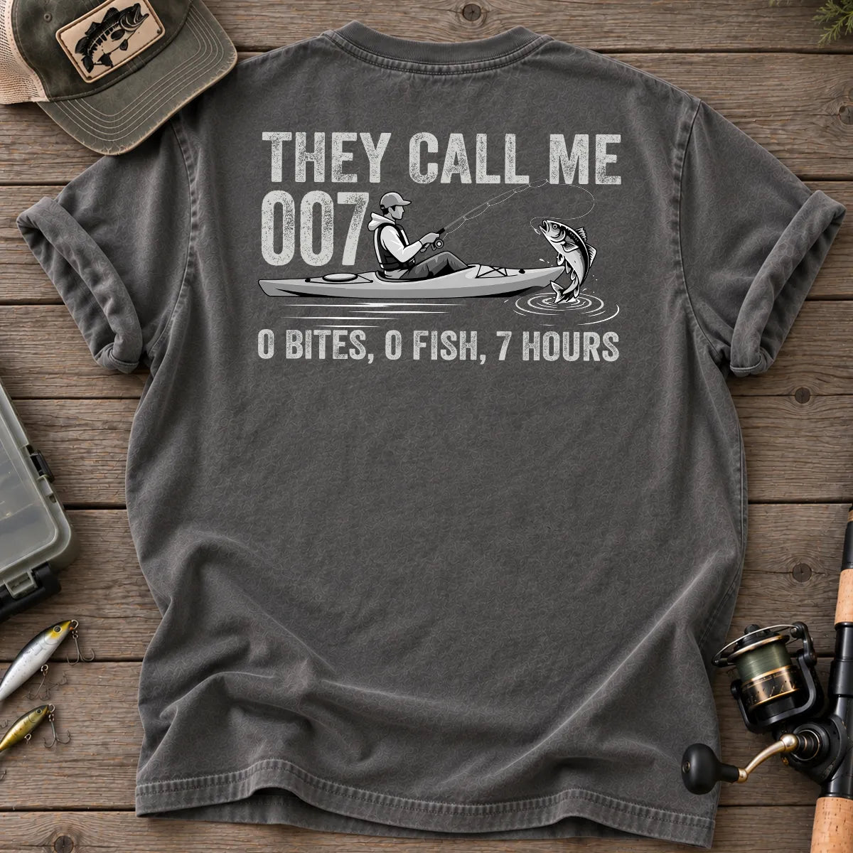 They Call Me 007 Kayak Fishing T-Shirt in Pepper