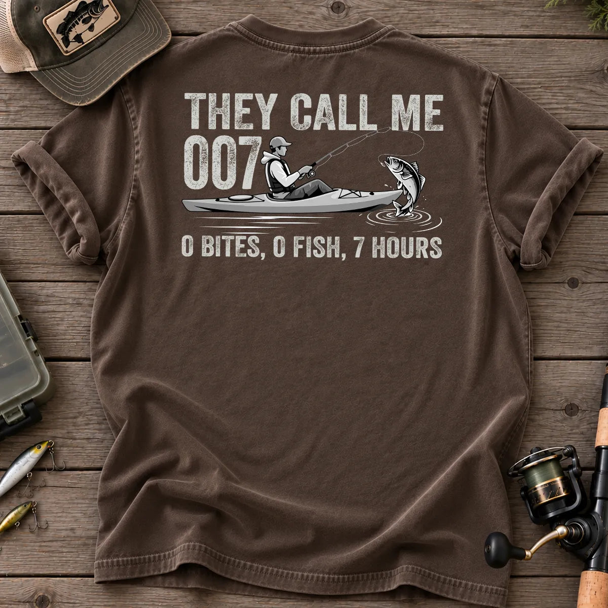 They Call Me 007 Kayak Fishing T-Shirt in Espresso