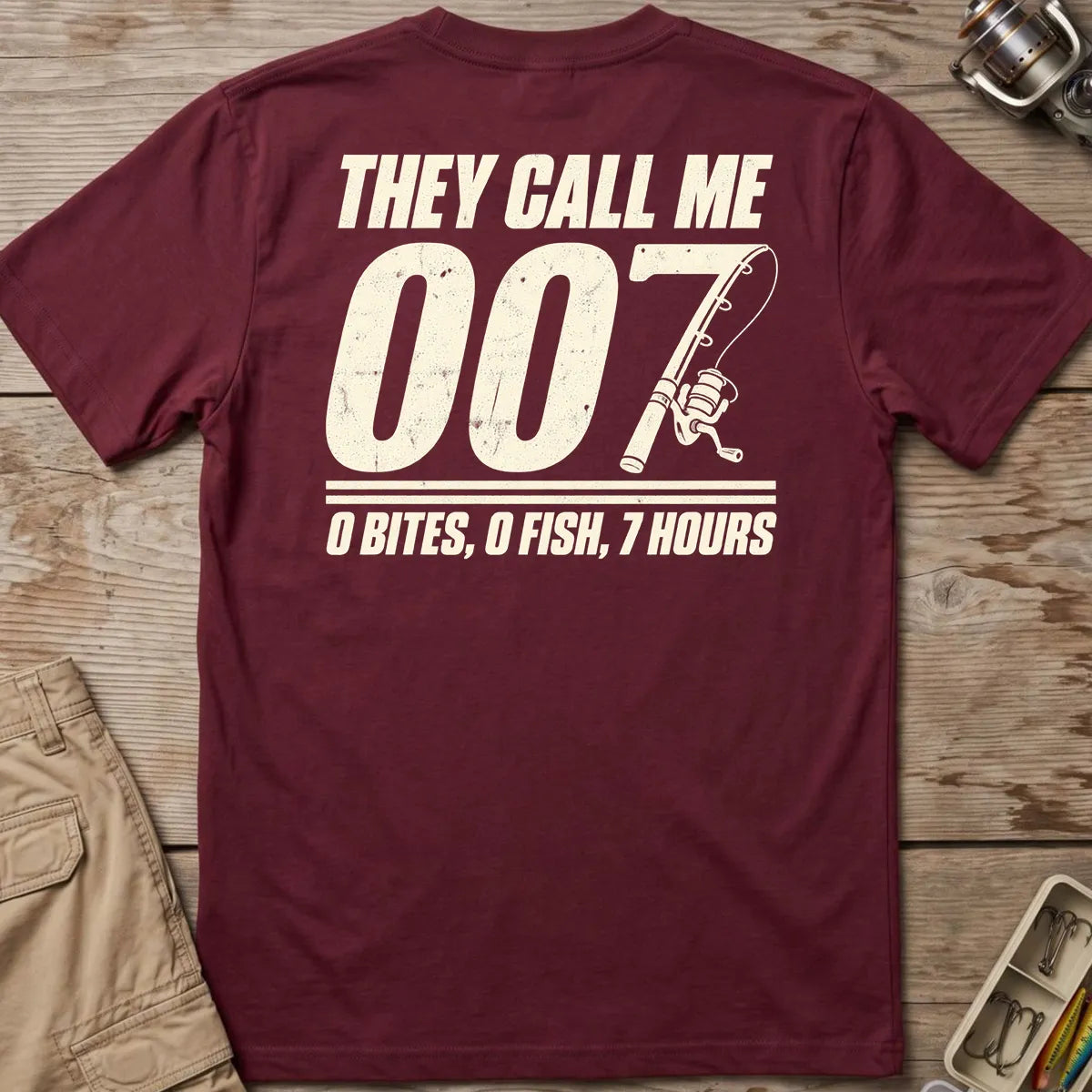 They Call Me 007 Minimal T-Shirt in Maroon