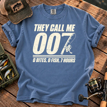 They Call Me 007 Minimal T-Shirt in Blue Jean