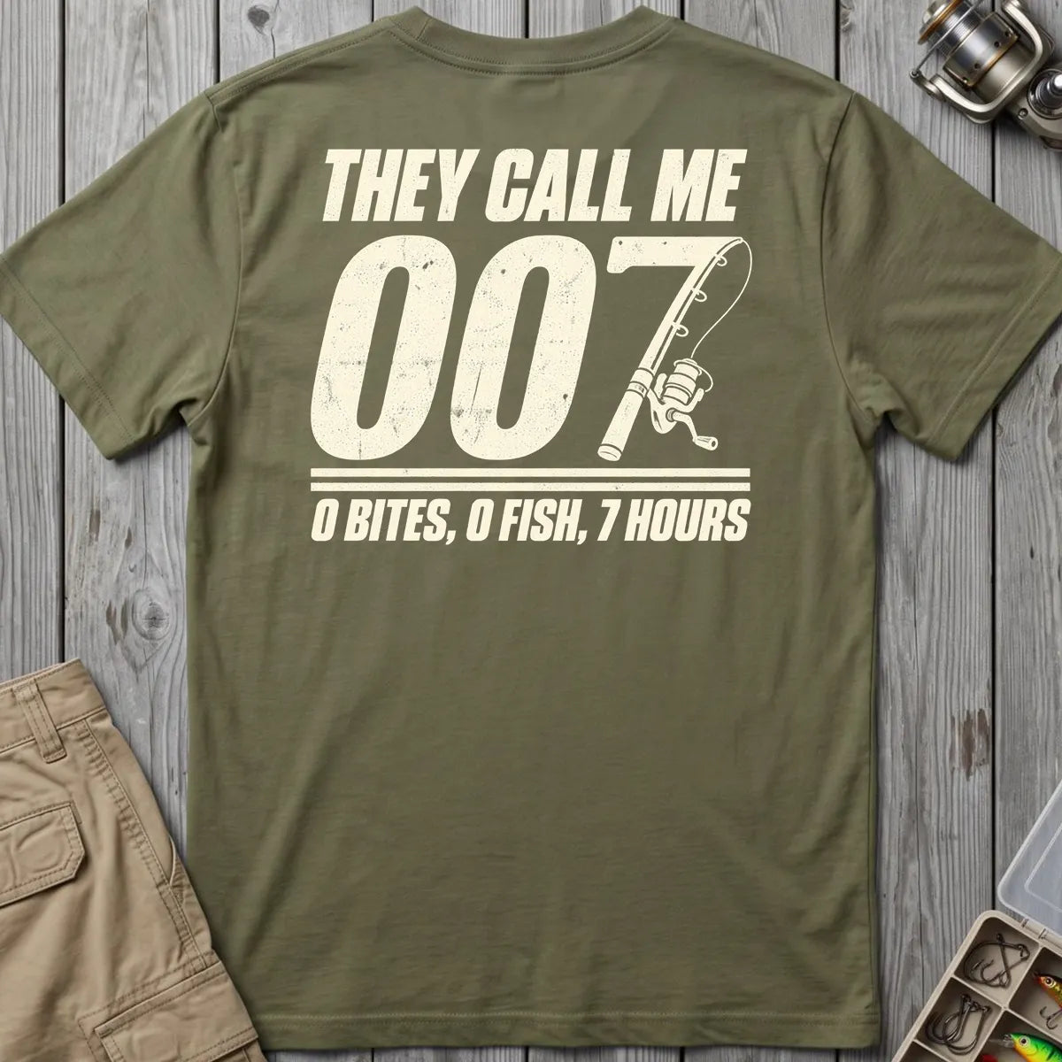 They Call Me 007 Minimal T-Shirt in Military Green