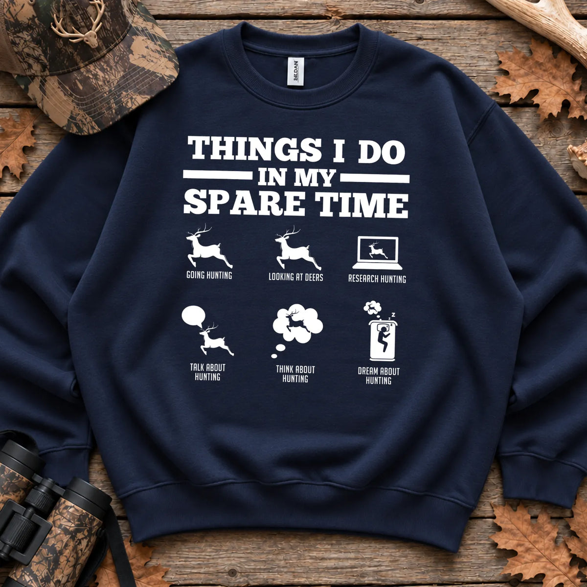 Things I Do Deer Hunting Sweatshirt in Navy