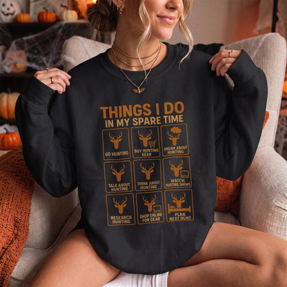 Things I Do in My Spare Time Deer Sweatshirt Women model in Black