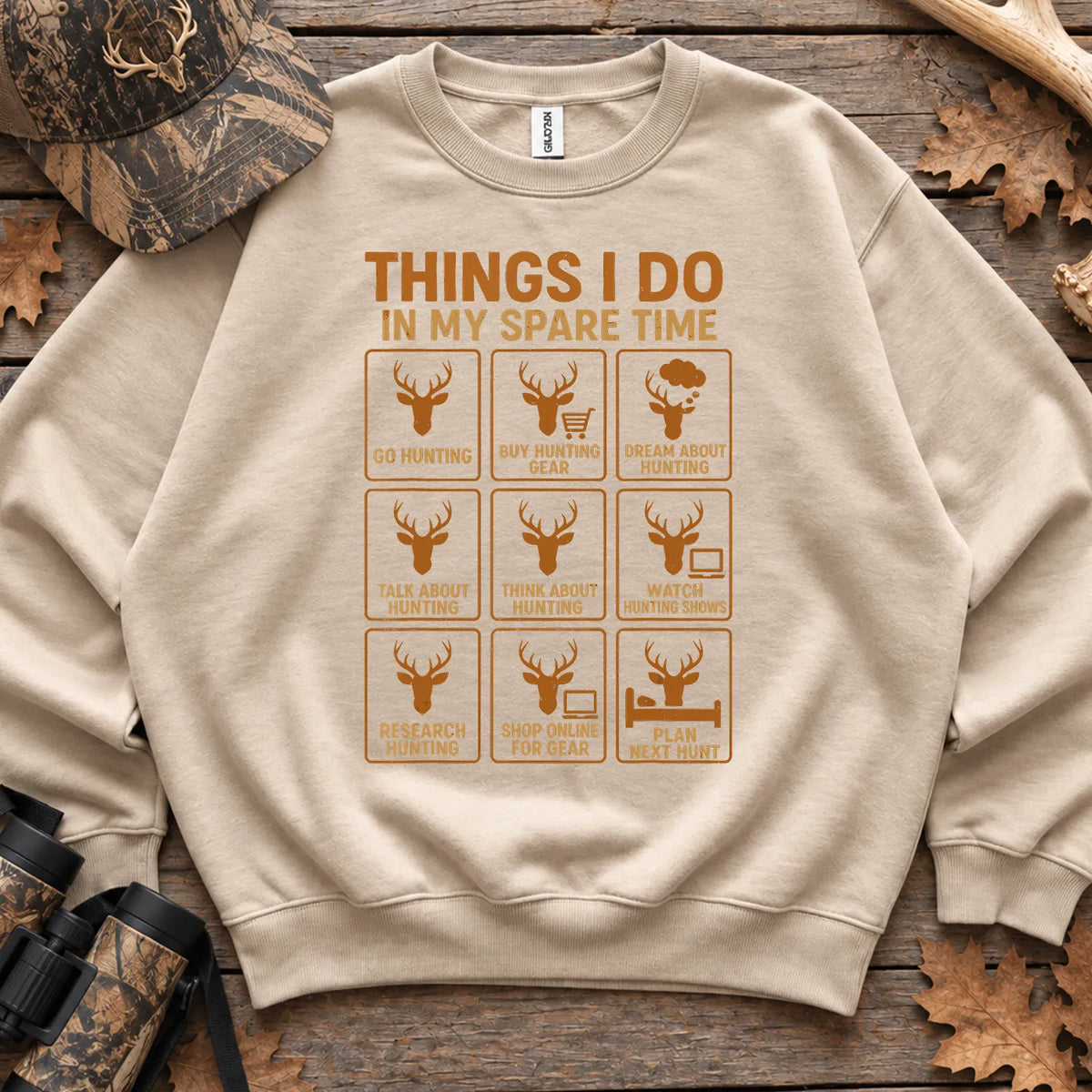Things I Do in My Spare Time Deer Sweatshirt in Sand