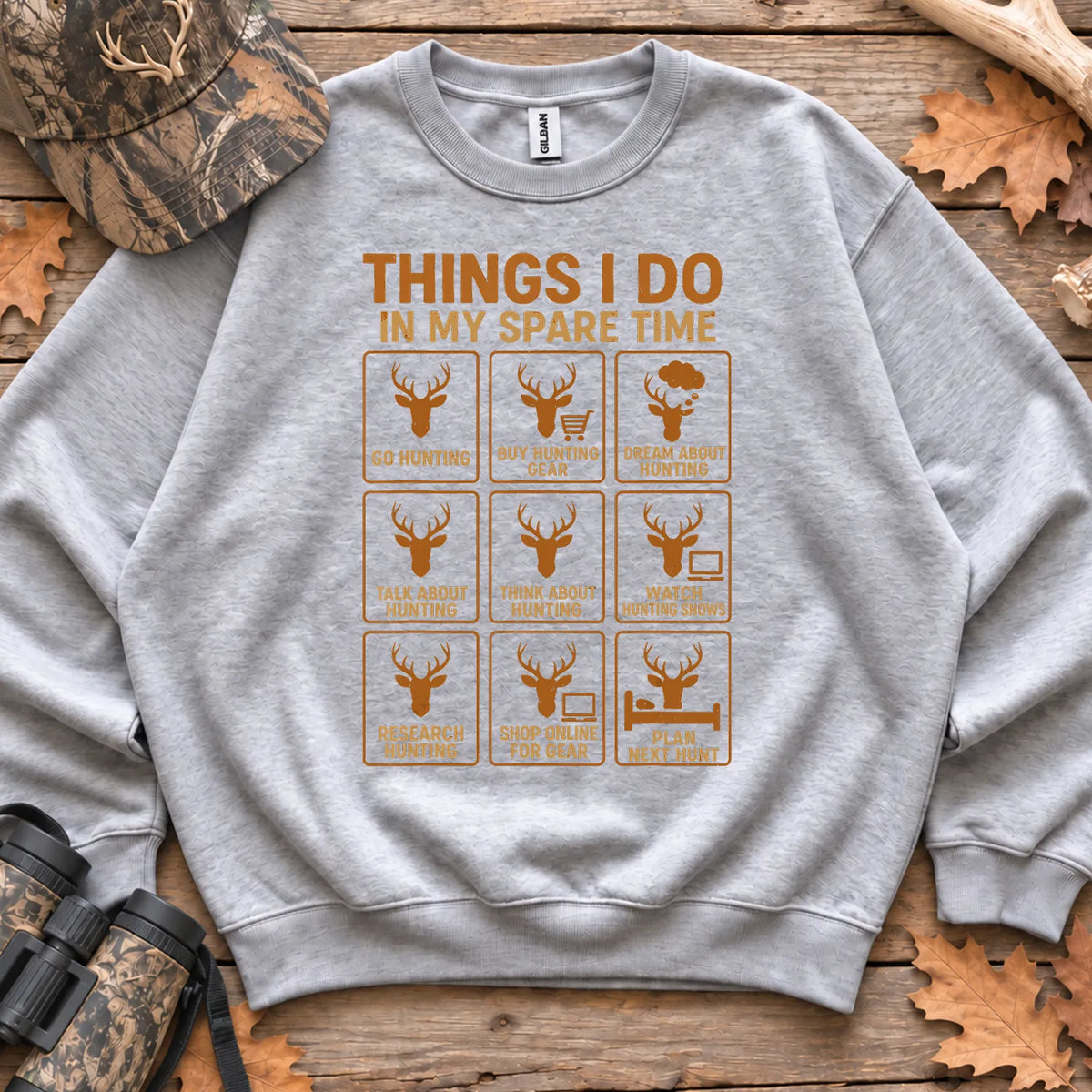 Things I Do in My Spare Time Deer Sweatshirt in Sport Grey