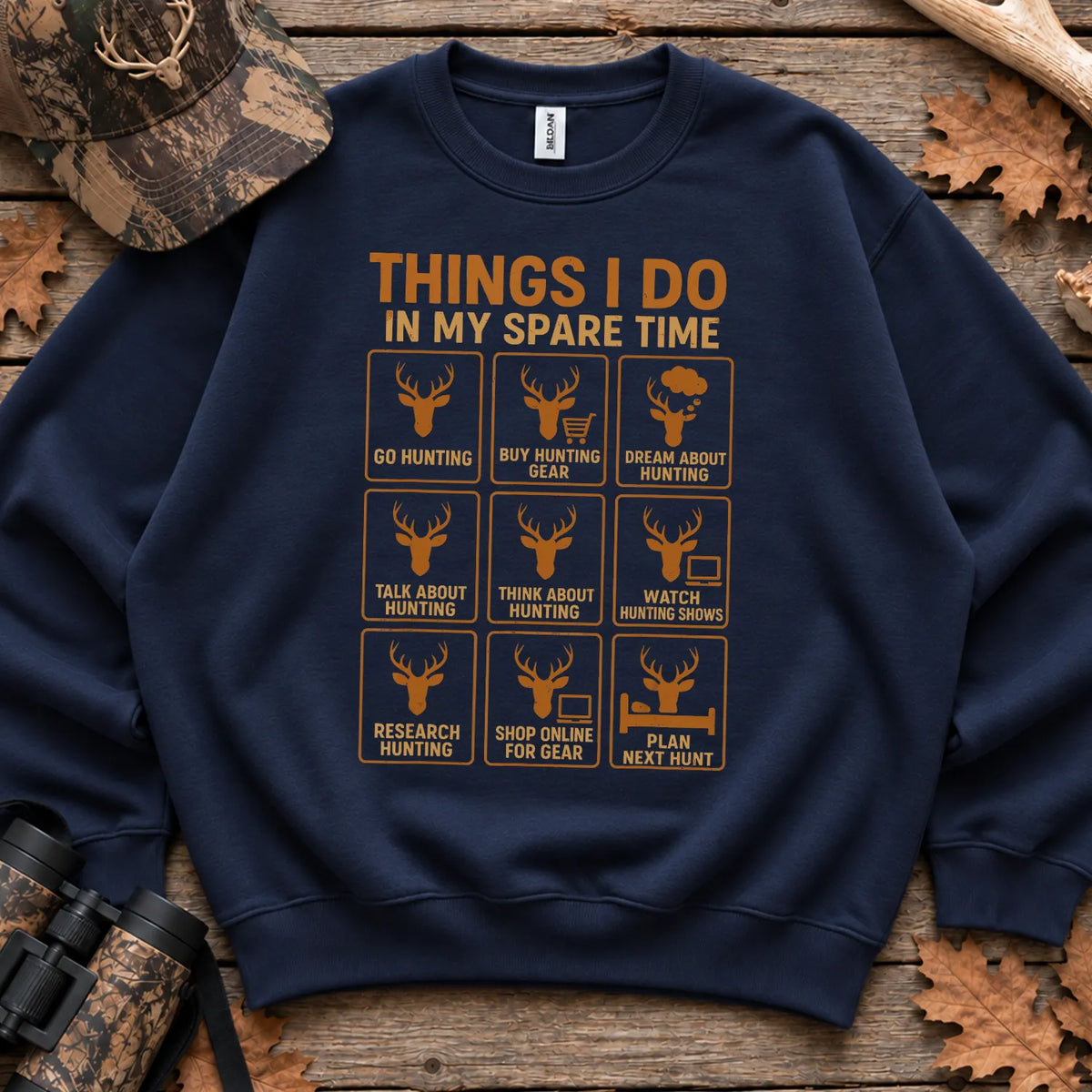 Things I Do in My Spare Time Deer Sweatshirt in Navy