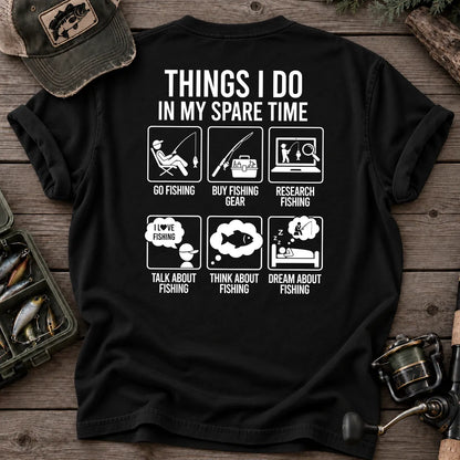 Things I Do in My Spare Time Fishing T-Shirt in Black