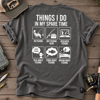 Things I Do in My Spare Time Fishing T-Shirt in Pepper