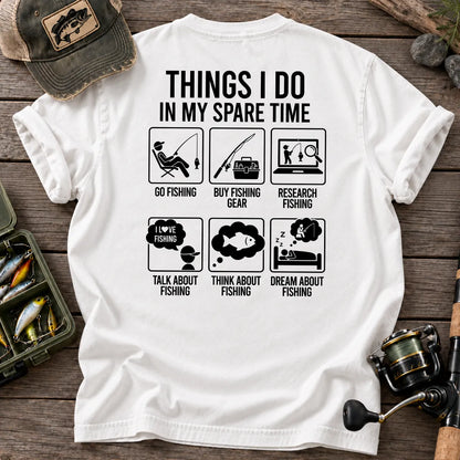 Things I Do in My Spare Time Fishing T-Shirt in White