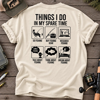 Things I Do in My Spare Time Fishing T-Shirt in Ivory