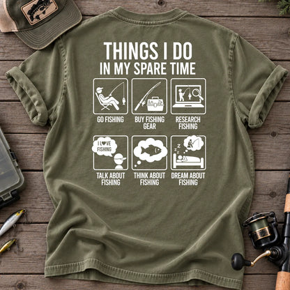 Things I Do in My Spare Time Fishing T-Shirt in Moss