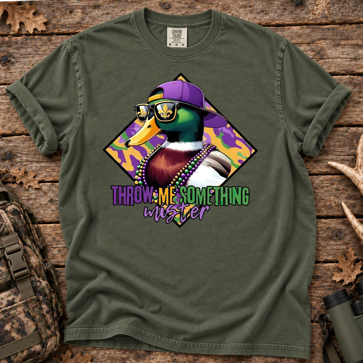 Throw Me Something Mister Mallard T-Shirt in Moss
