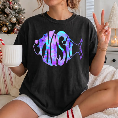 Tie Dye Fish T-Shirt Women model in Black