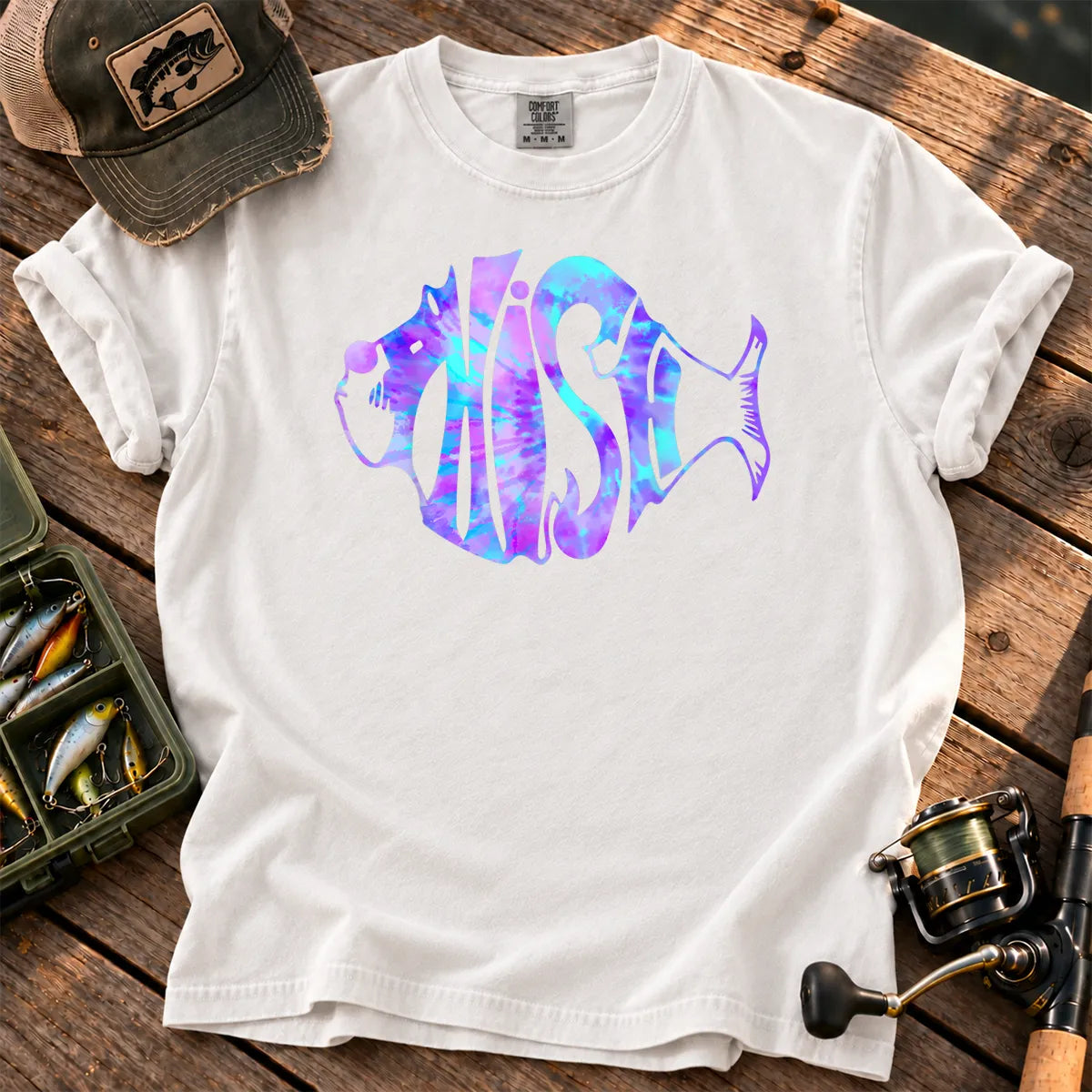 Tie Dye Fish T-Shirt in White