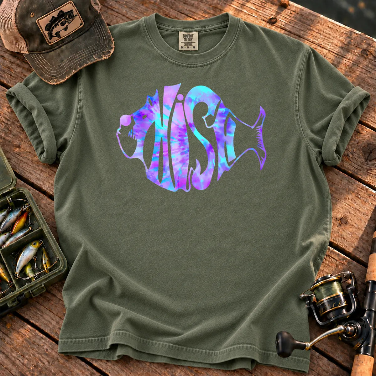 Tie Dye Fish T-Shirt in Moss