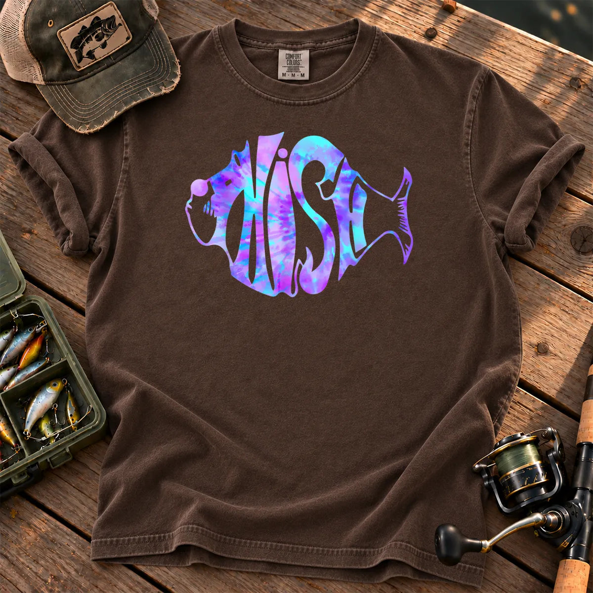 Tie Dye Fish T-Shirt in Espresso