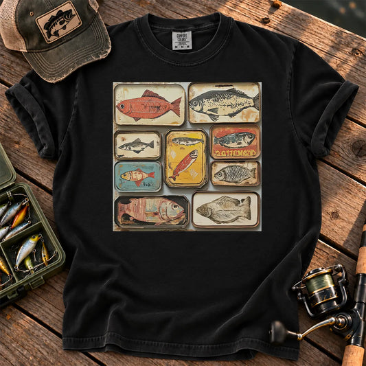 Tinned Fish Grid T-Shirt in Black