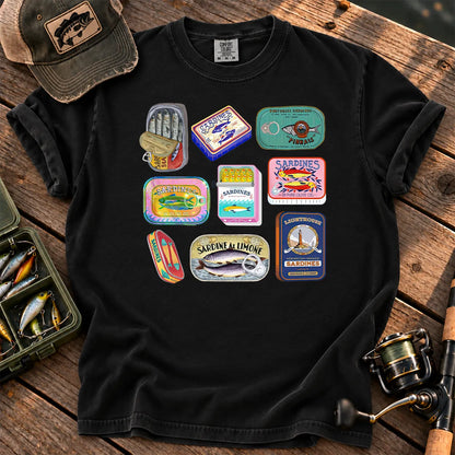 Tinned Fish Labels T-Shirt in Black