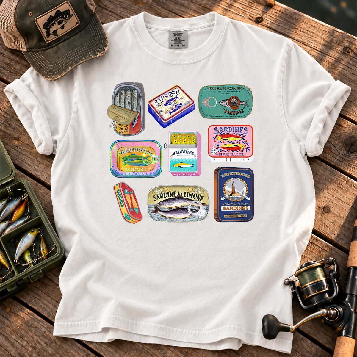 Tinned Fish Labels T-Shirt in White